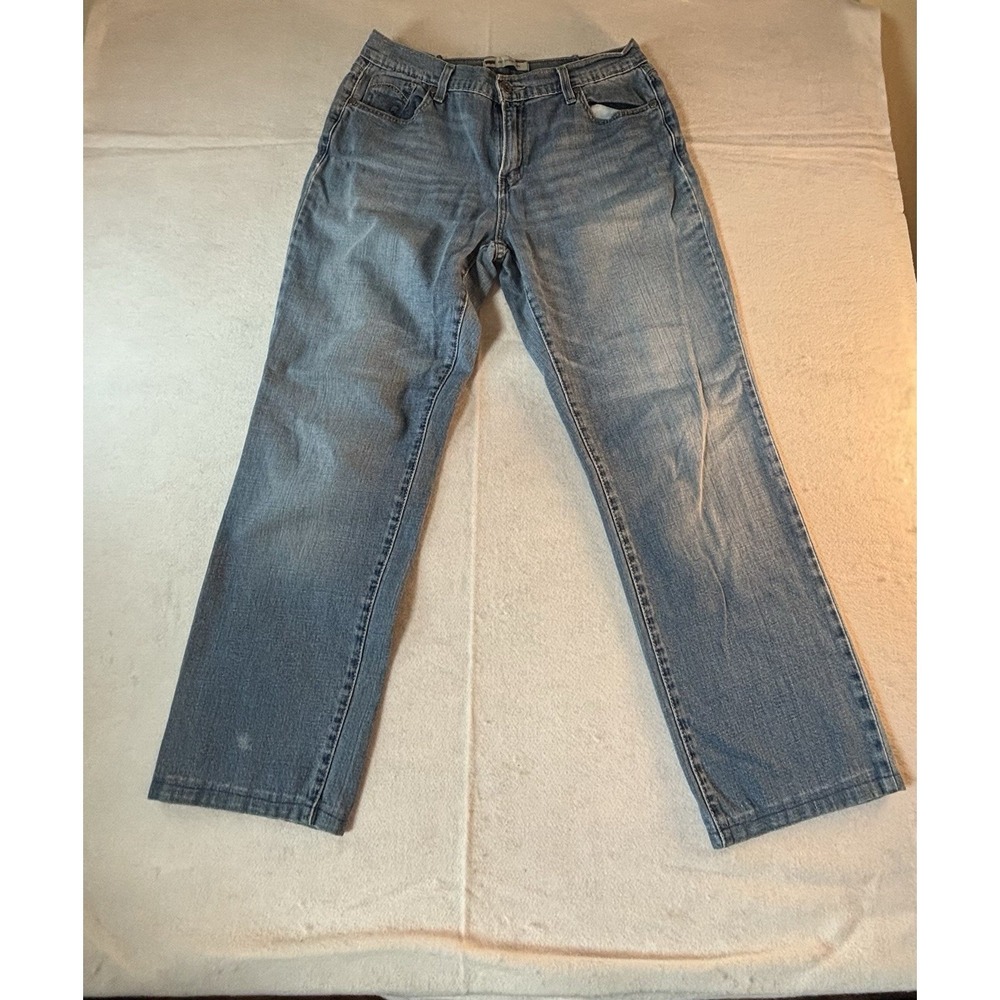 Levis 505 Womens Sz 8 30"x29" Blue Jeans Straight Leg Mid Rise Whiskered Denim